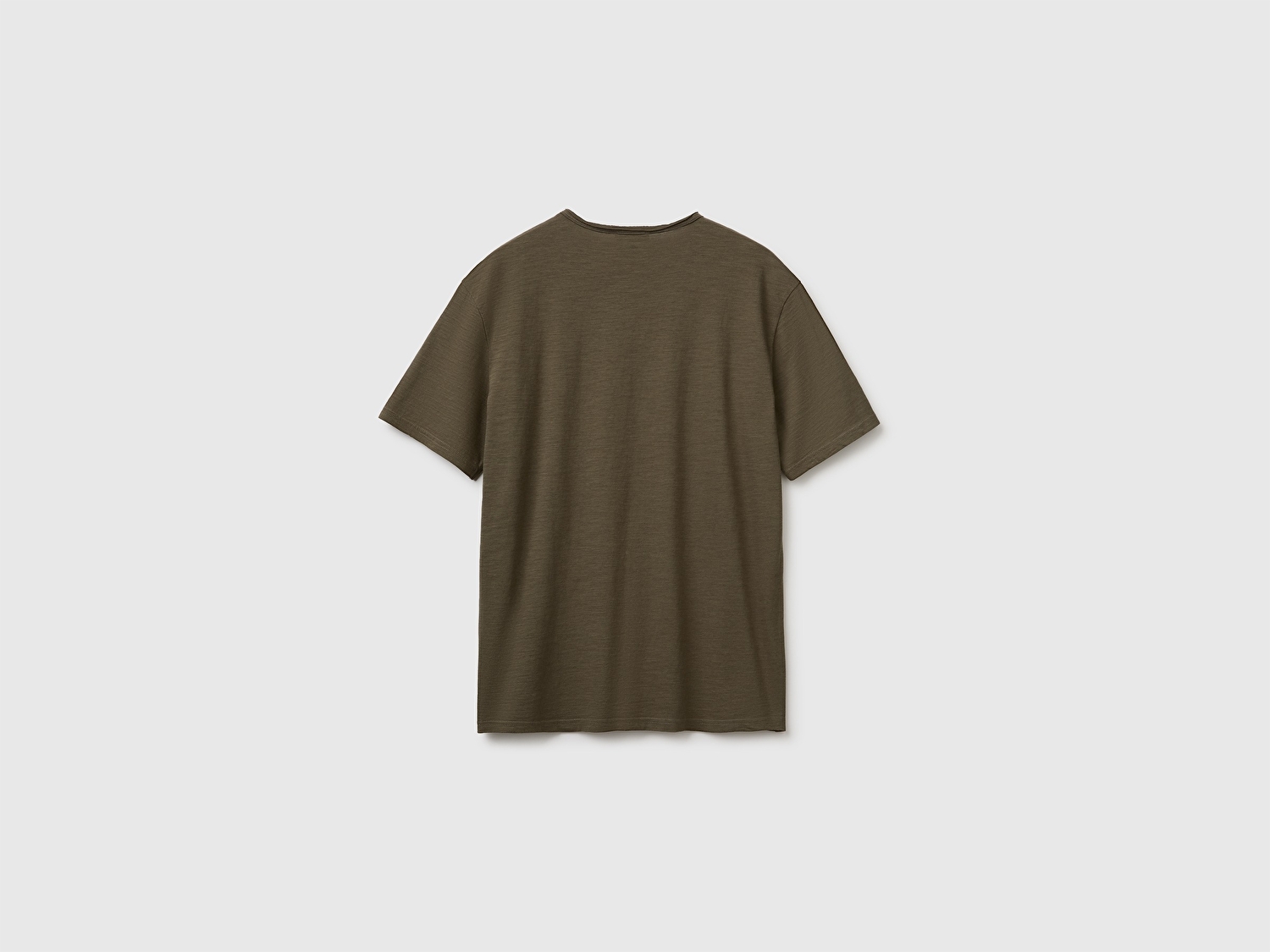 Benetton Erkek Koyu Haki  %100 Pamuk Regular Fit Bisiklet Yaka T-Shirt