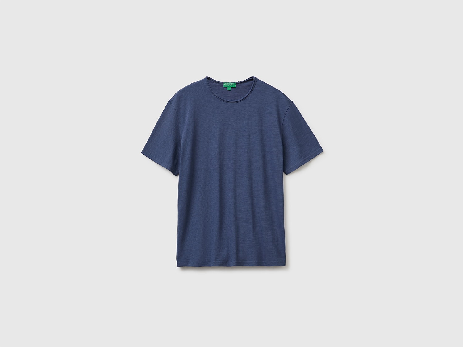 Benetton Erkek Havacı Mavi  %100 Pamuk Regular Fit Bisiklet Yaka T-Shirt