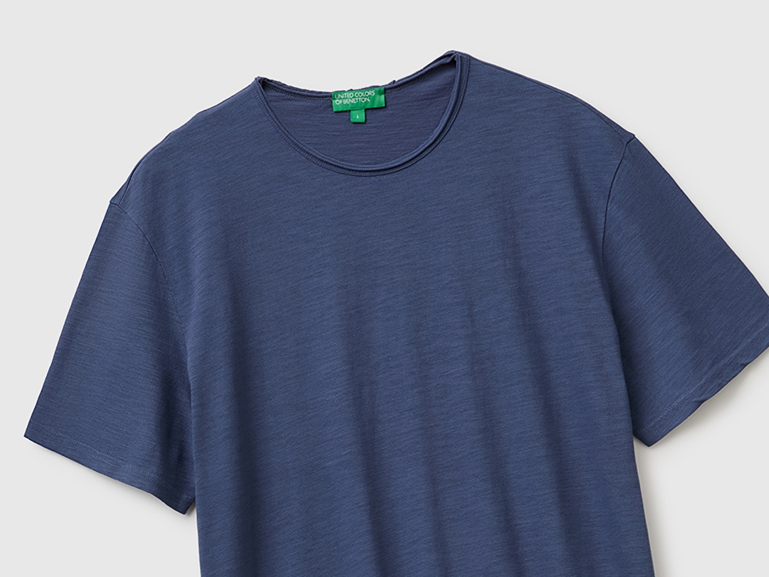 Benetton Erkek Havacı Mavi  %100 Pamuk Regular Fit Bisiklet Yaka T-Shirt