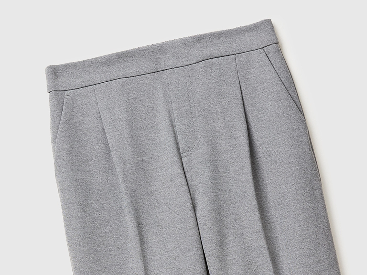 Benetton Kadın Gri Melanj Beli Lastikli Pantolon