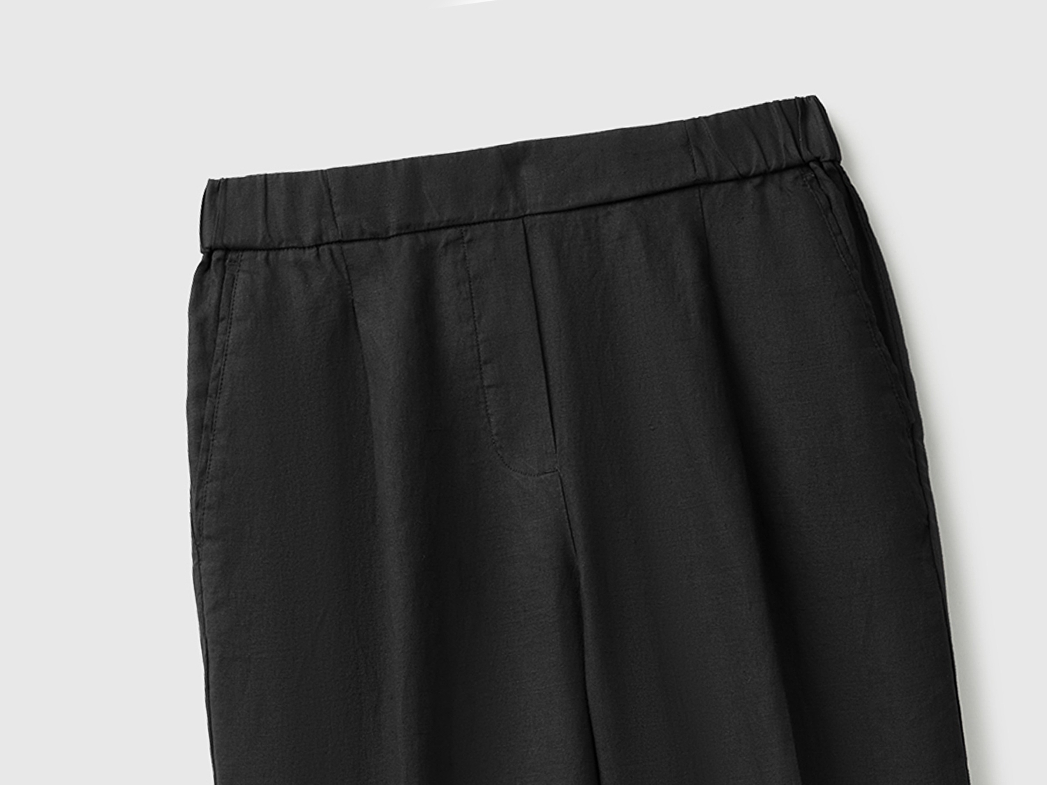 Benetton Kadın Siyah %100 Keten Havuç Kesim Pantolon
