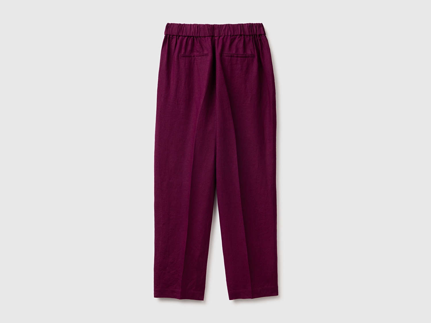 Benetton Kadın Koyu Mor %100 Keten Havuç Kesim Pantolon