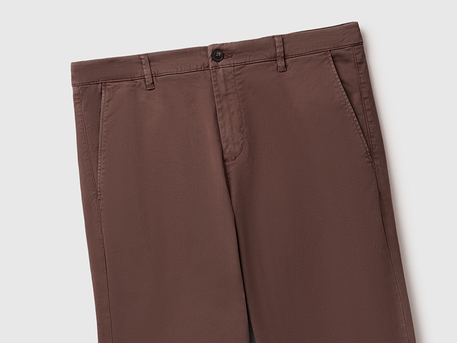 Benetton Erkek Koyu Kahverengi Slim Fit Chino Pantolon