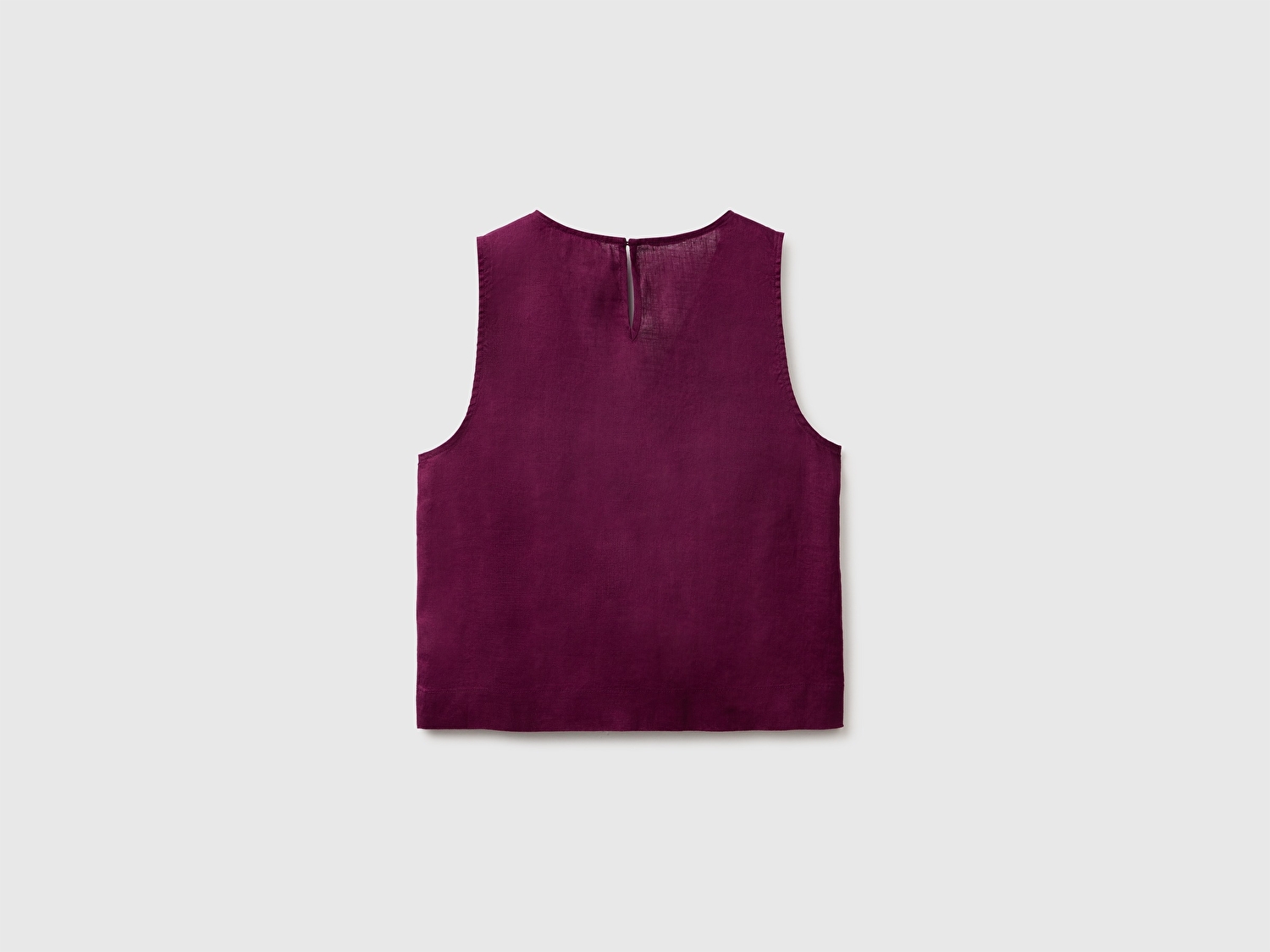 Benetton Kadın Koyu Mor %100 Keten V Yaka Bluz