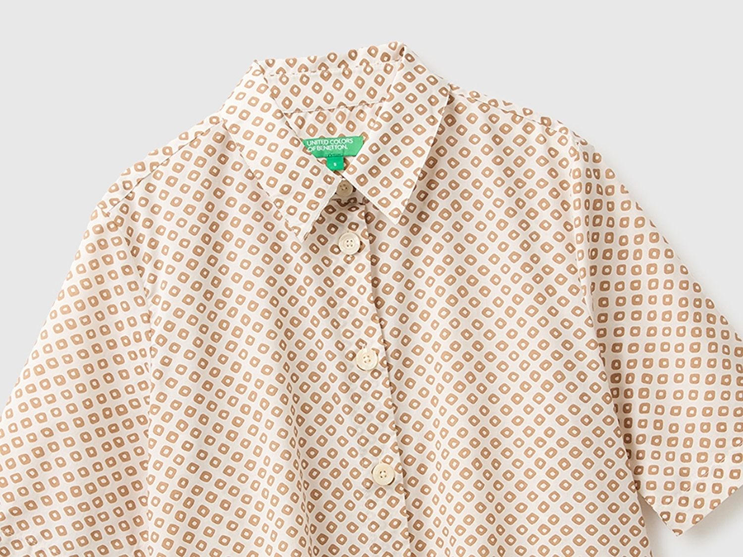 Benetton Kadın Bej %100 Pamuk Regular Fit Gömlek