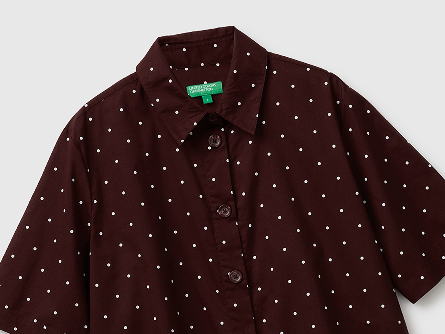 Benetton Kadın Kahverengi %100 Pamuk Regular Fit Gömlek