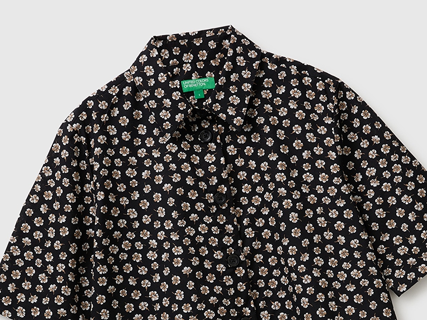 Benetton Kadın Siyah %100 Pamuk Regular Fit Gömlek