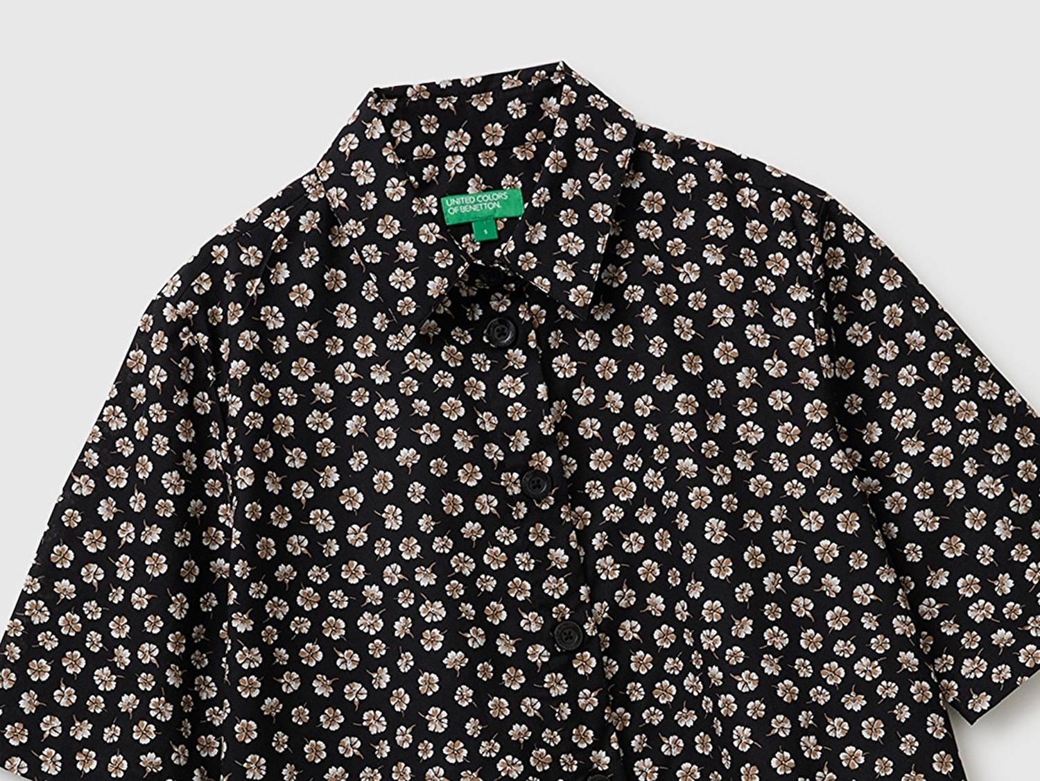 Benetton Kadın Siyah %100 Pamuk Regular Fit Gömlek