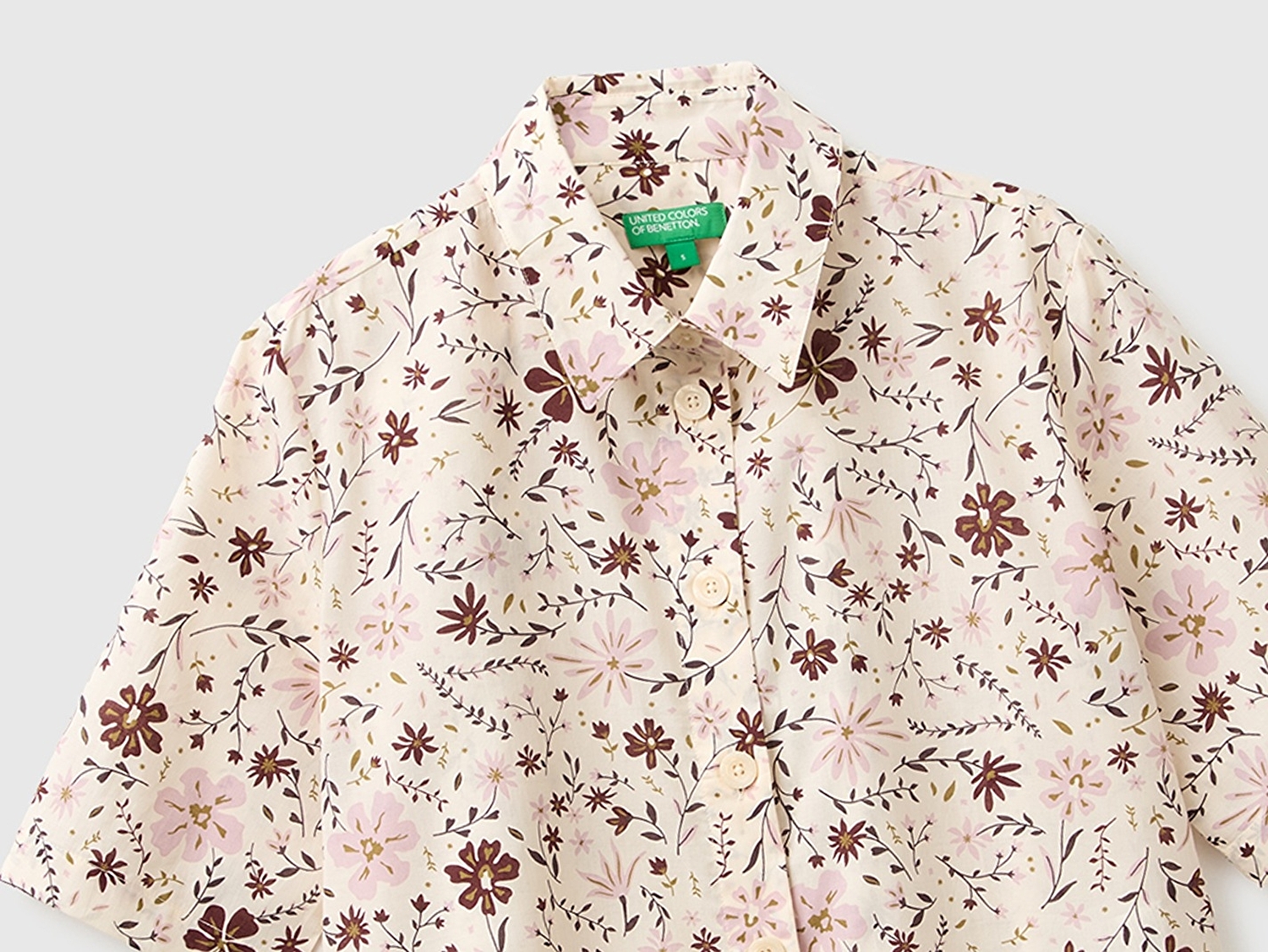 Benetton Kadın Krem %100 Pamuk Regular Fit Gömlek
