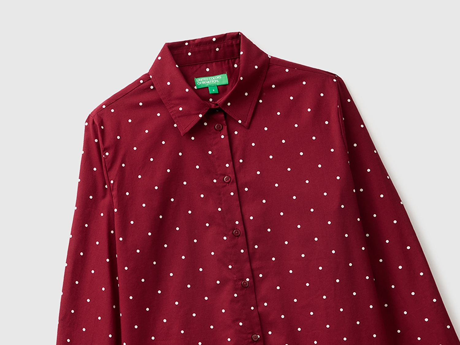 Benetton Kadın Mürdüm %100 Pamuk Desenli  Regular Fit Gömlek