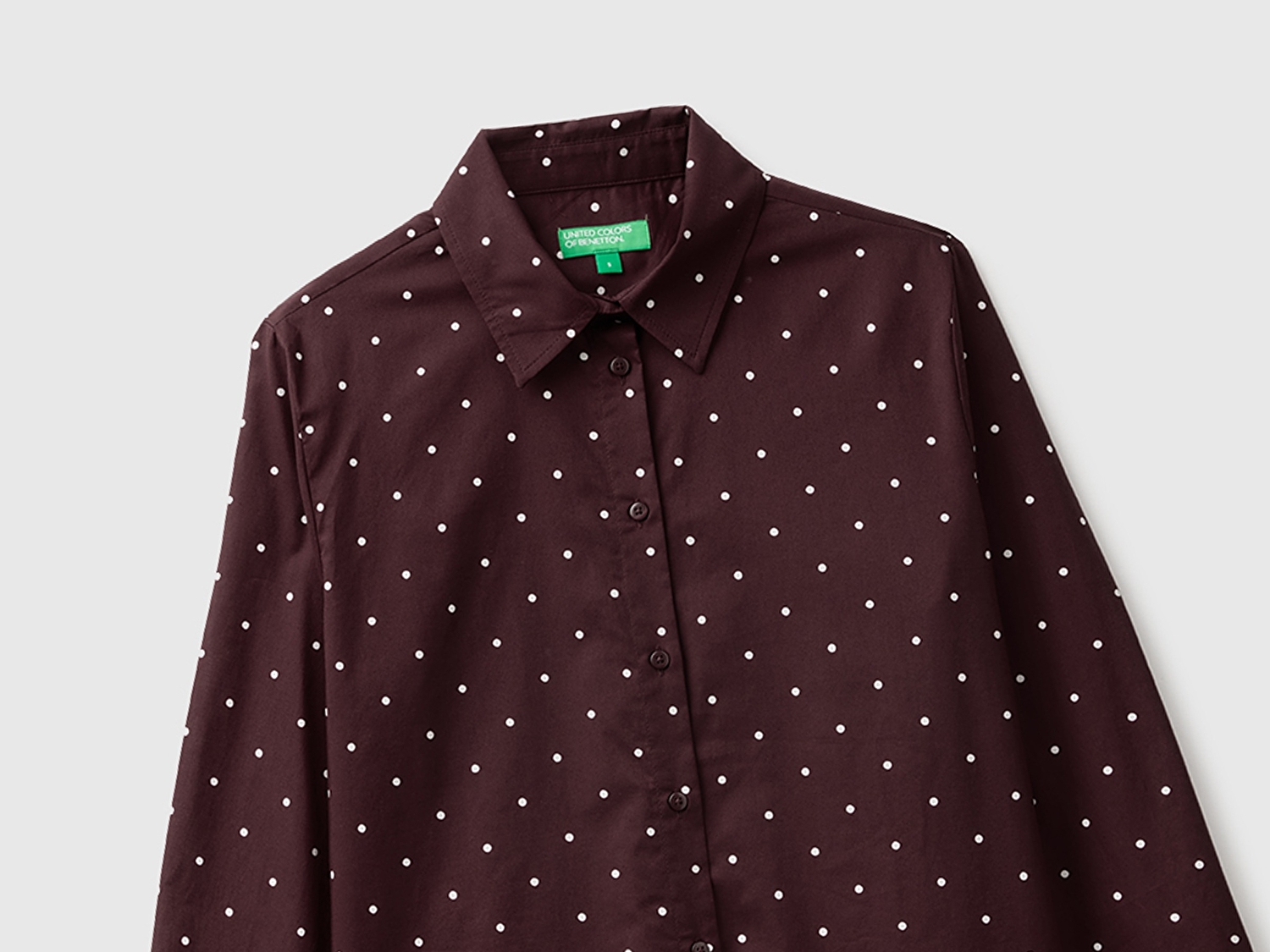 Benetton Kadın Kahverengi %100 Pamuk Desenli  Regular Fit Gömlek