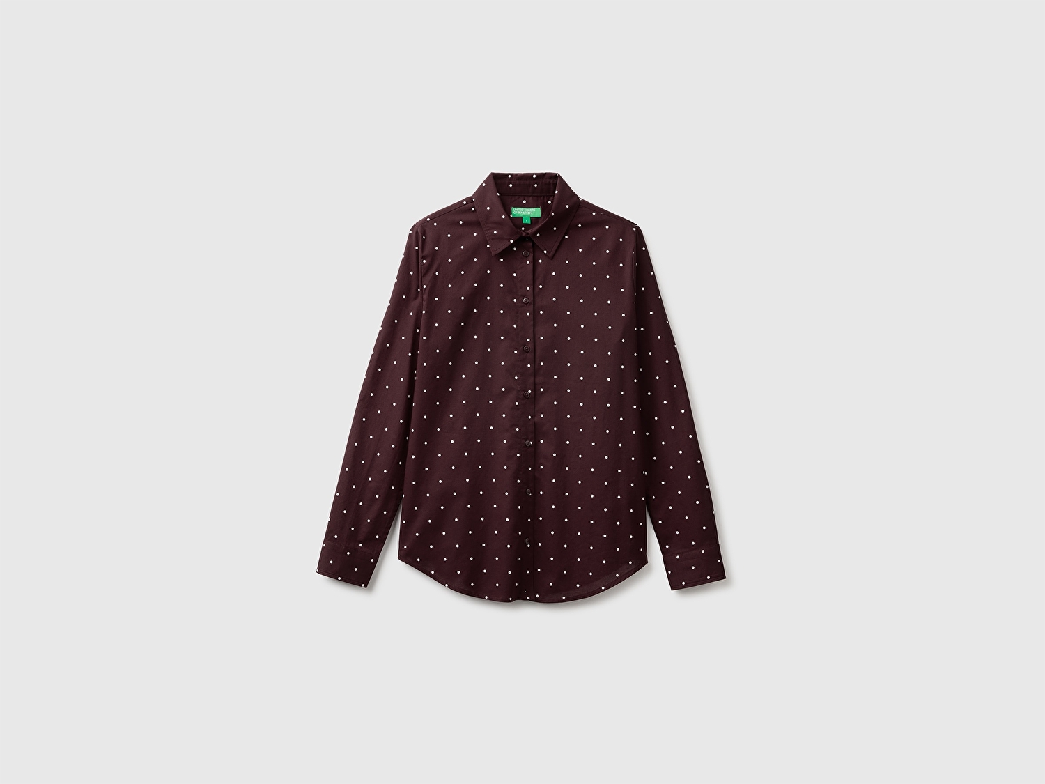 Benetton Kadın Kahverengi %100 Pamuk Desenli  Regular Fit Gömlek