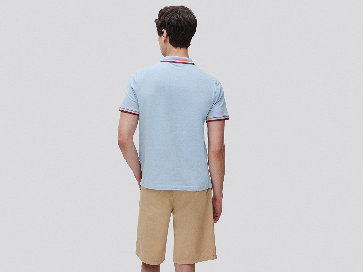 Benetton Erkek Açık Mavi Pamuk Karışımlı Logo Baskılı Regular Fit Polo Yaka T-Shirt