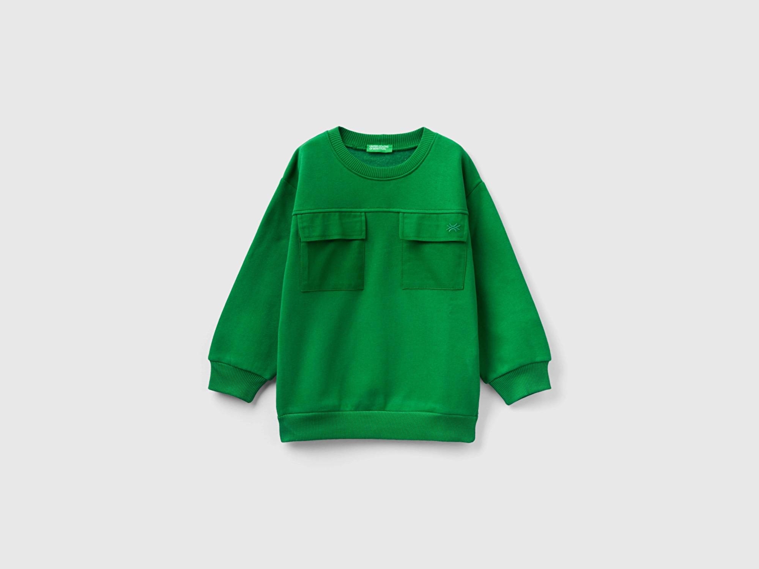 Benetton Erkek Çocuk Yeşil Cep Detaylı Sweatshirt