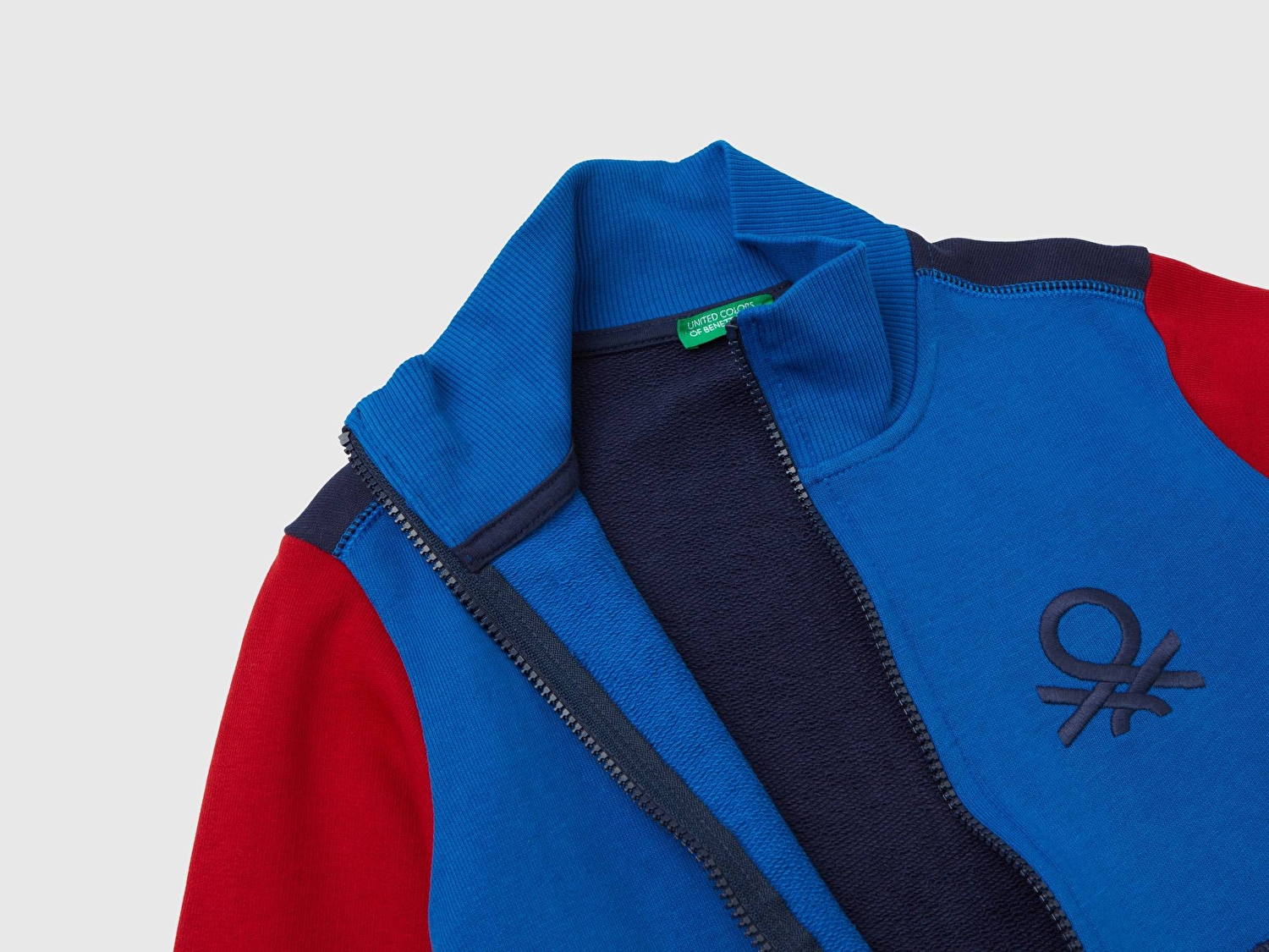 Benetton Erkek Çocuk Saks Mavi Mix Logolu Sweatshirt