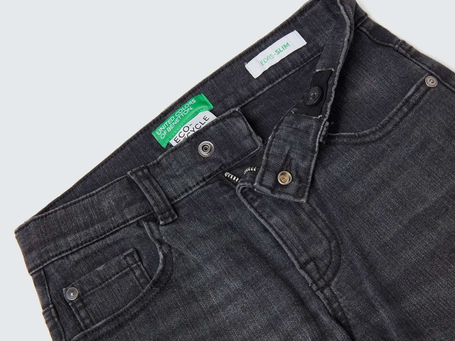 Benetton Erkek Çocuk Siyah 5 Cepli Slim Fit Denim Pantolon