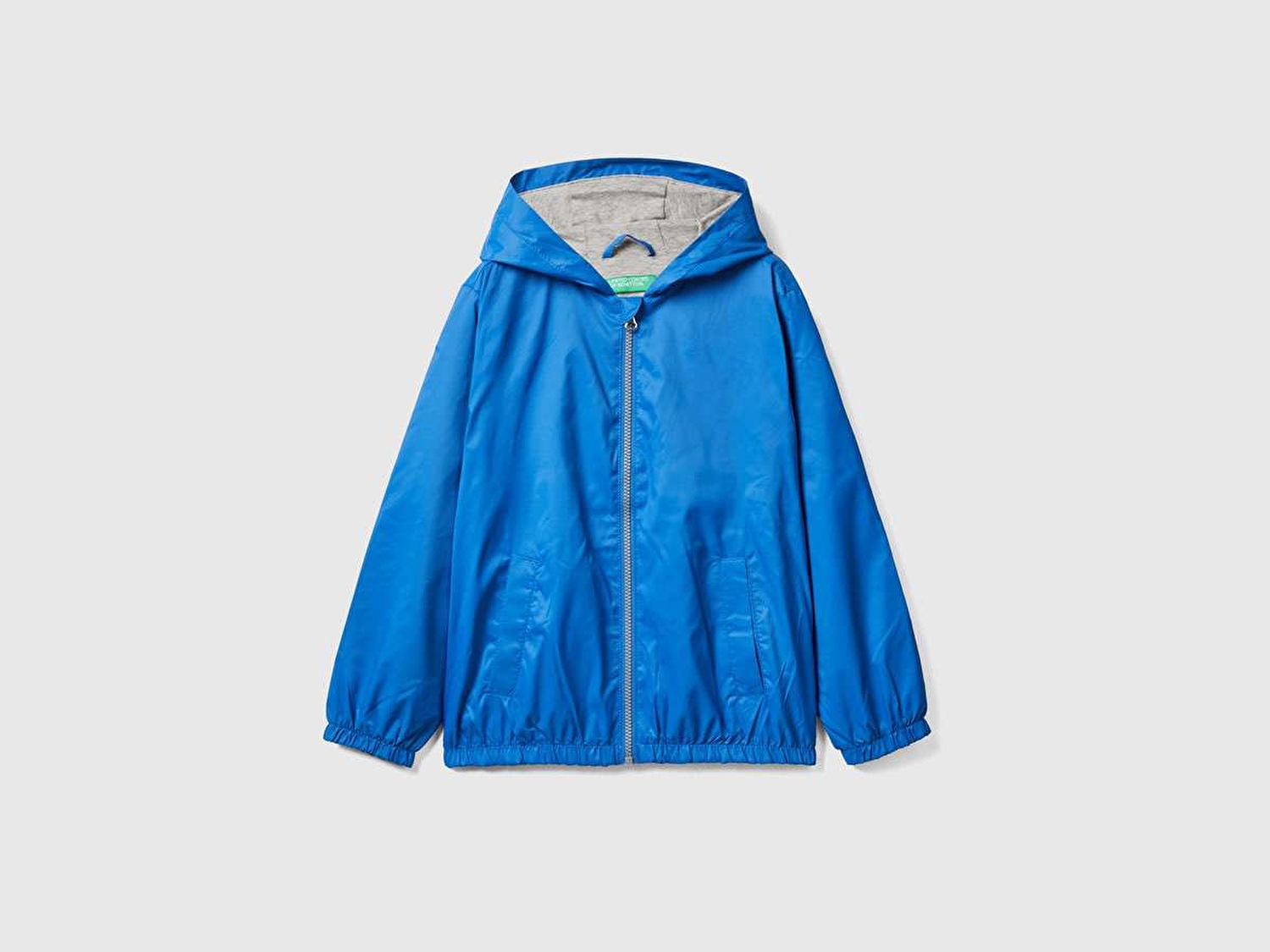 Benetton Erkek Çocuk Saks Mavi Logolu Yağmurluk