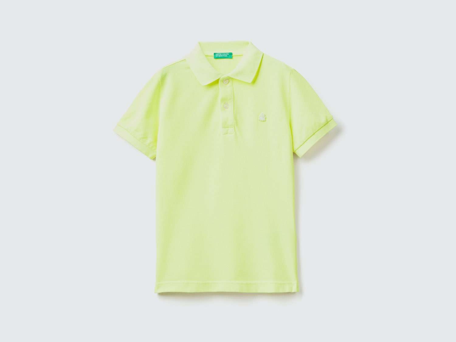 Benetton Erkek Çocuk Fosforlu Sarı Logolu Neon Pike Polo T-Shirt
