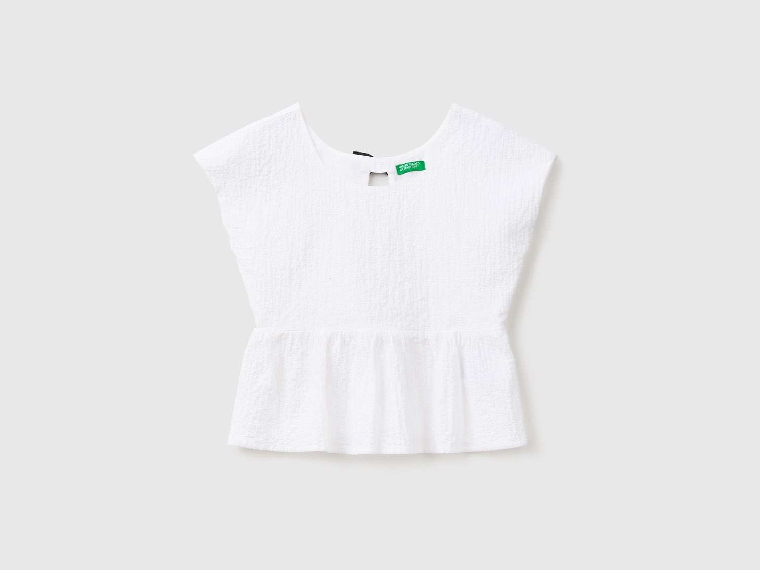Benetton Kız Çocuk Beyaz Arkası Fiyonklu Bluz