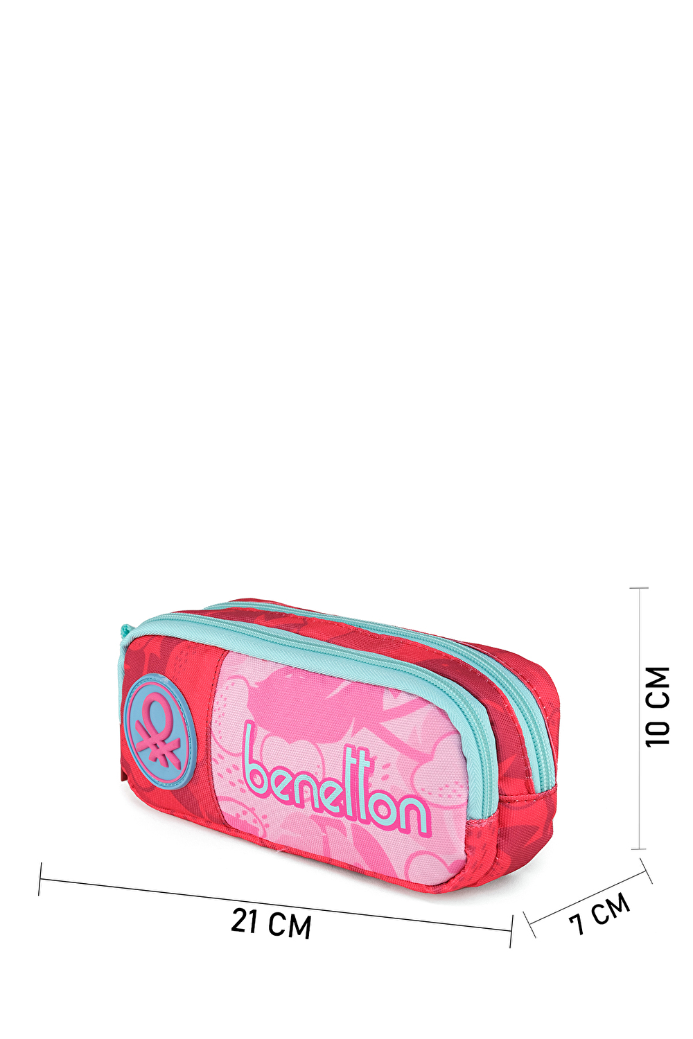 Benetton Kız Çocuk Pembe Kiraz Desenli Benetton Yazılı Çift Gözlü Kalem Kutusu