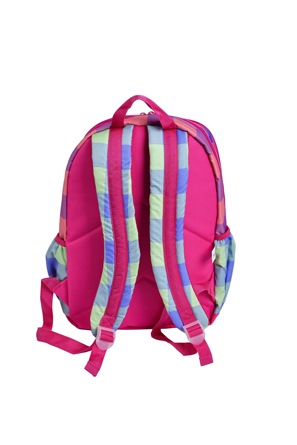 Benetton Kız Çocuk Pembe Ekose Desenli Benetton Yazılı Sırt Çantası