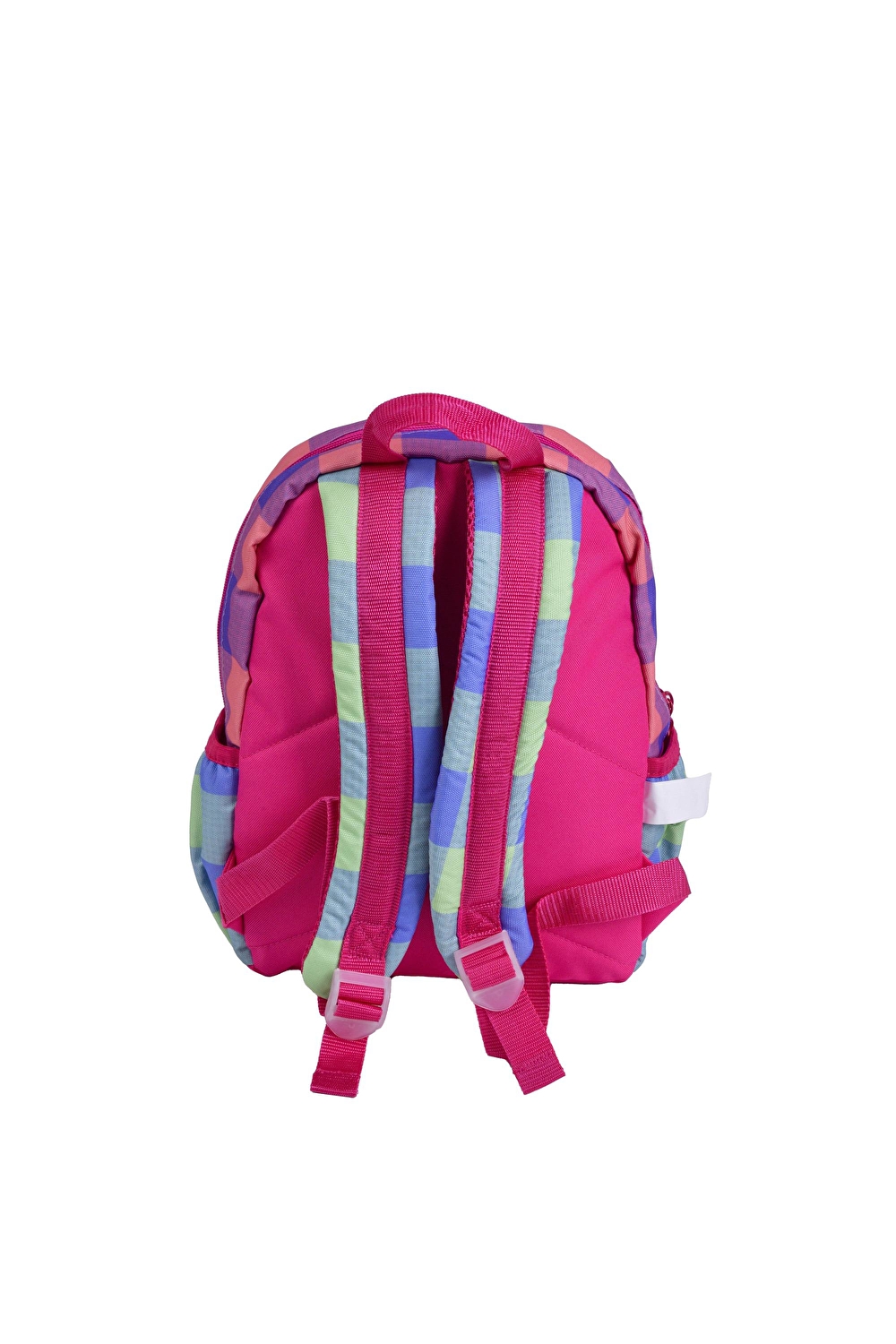 Benetton Kız Bebek Pembe Ekose Desenli Benetton Yazılı Anaokul Çantası