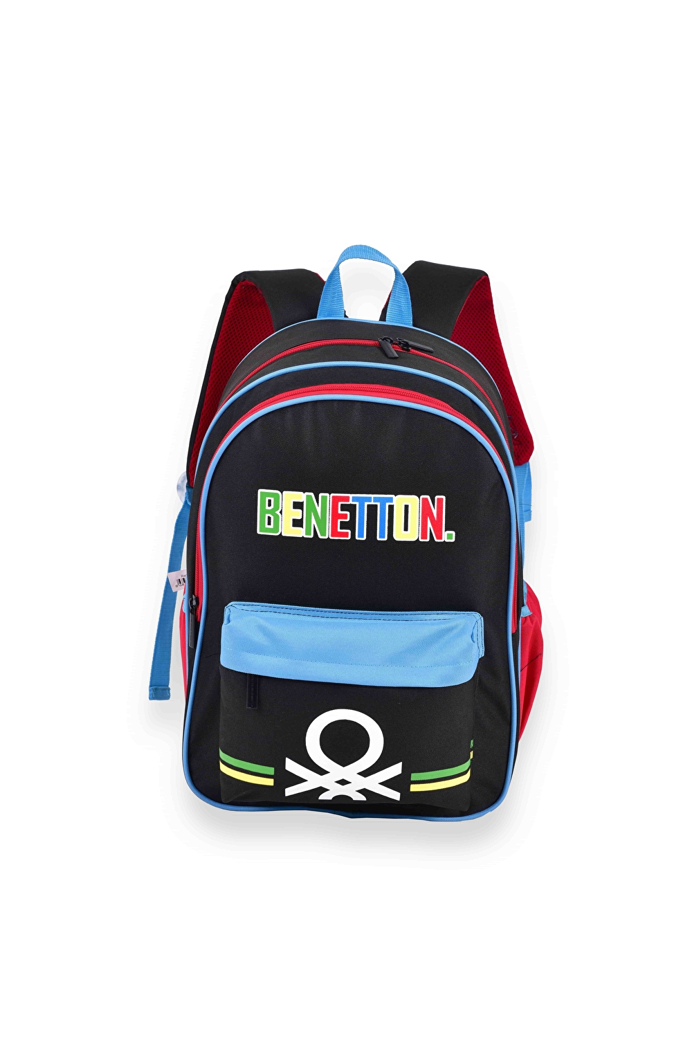 Erkek Çocuk Siyah Benetton Logolu Çift Bölme Sırt Çantası