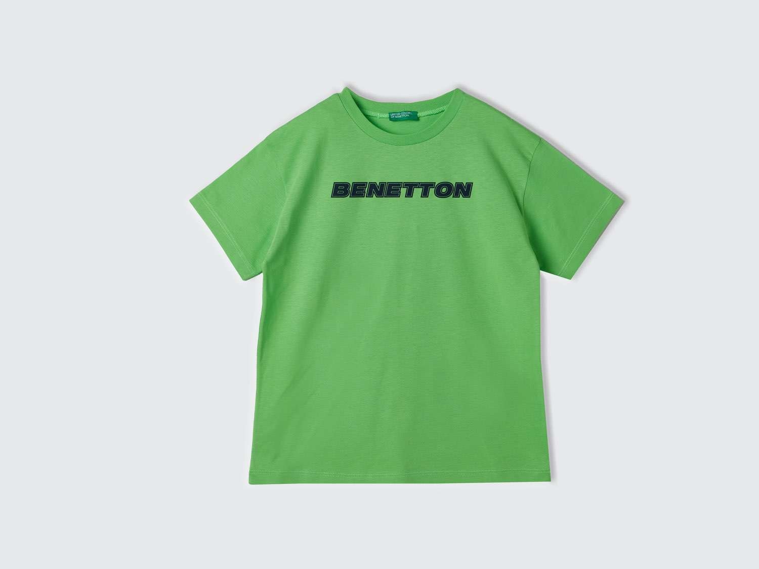 Benetton Erkek Çocuk Fıstık Yeşili Benetton Logolu Su Baskılı T-Shirt