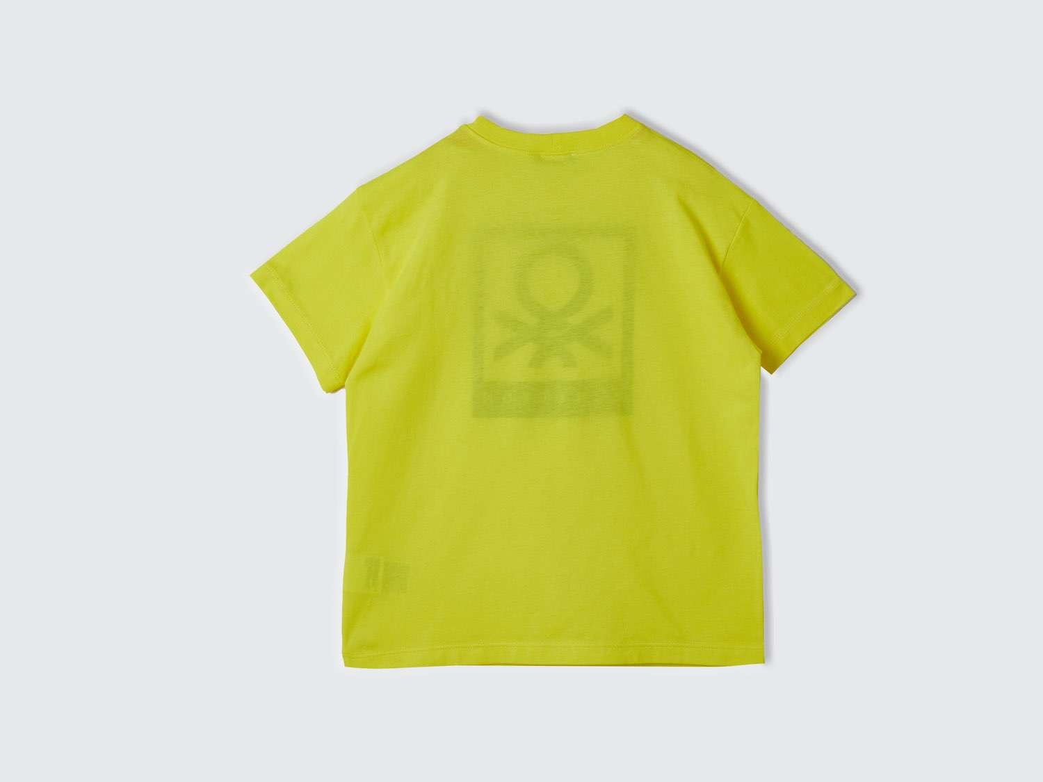 Benetton Erkek Çocuk Neon Sarı Benetton Logolu Su Baskılı T-Shirt