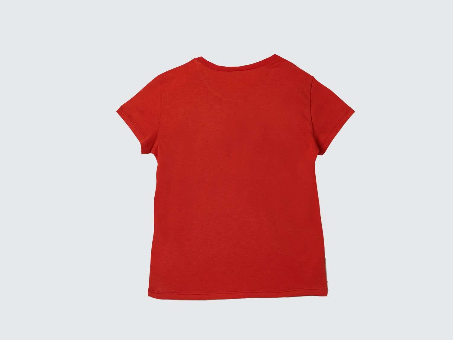 Benetton Kız Çocuk Kırmızı Su Baskılı Logolu T-Shirt