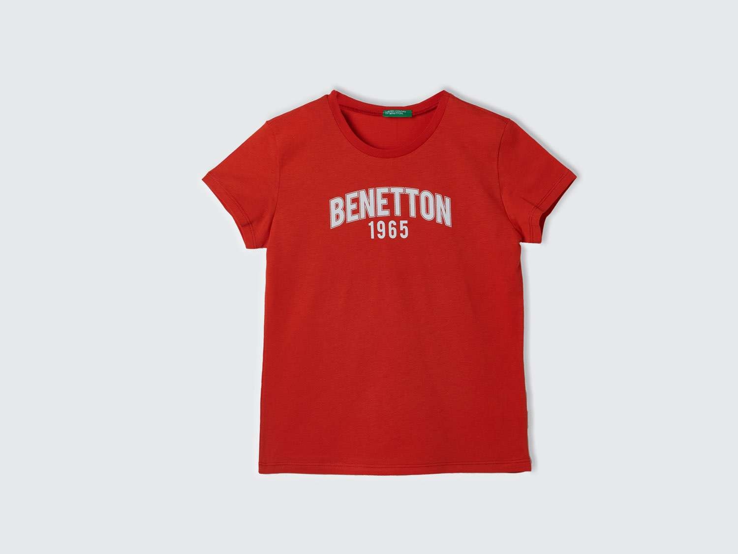 Benetton Kız Çocuk Kırmızı Su Baskılı Logolu T-Shirt