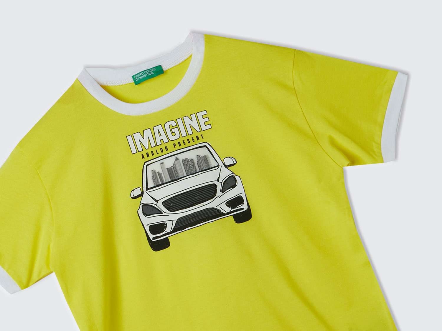 Benetton Erkek Çocuk Neon Sarı Merceksi Patch İşlemeli T-Shirt