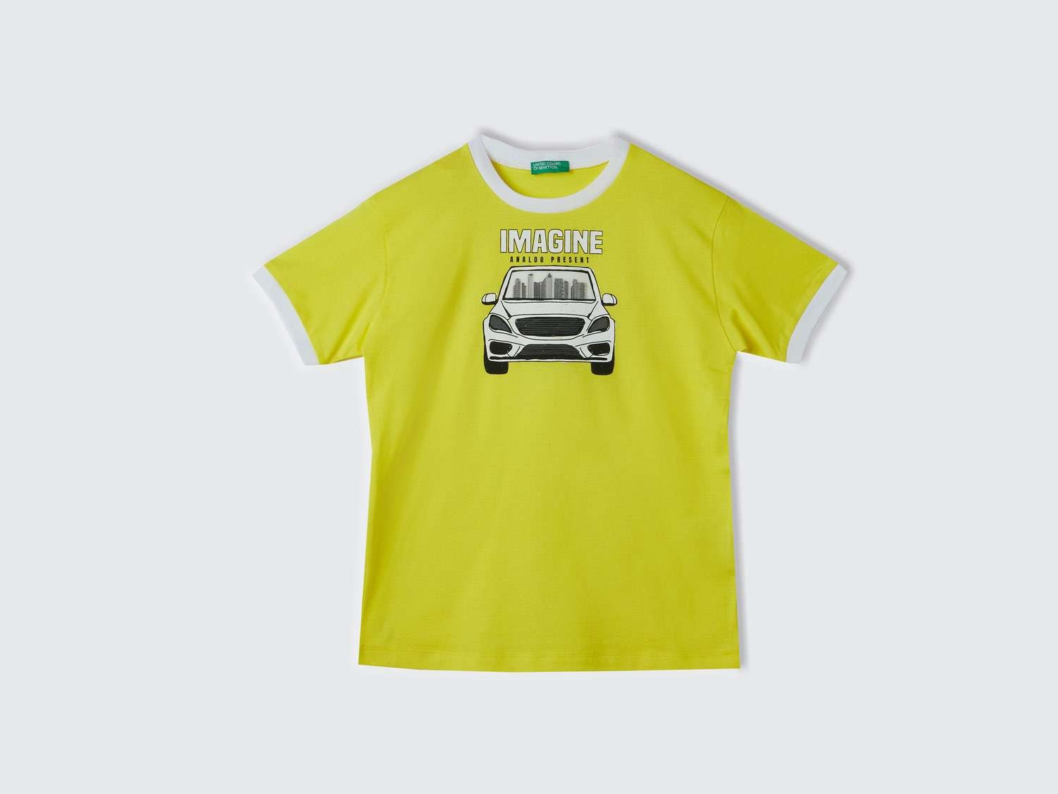Benetton Erkek Çocuk Neon Sarı Merceksi Patch İşlemeli T-Shirt