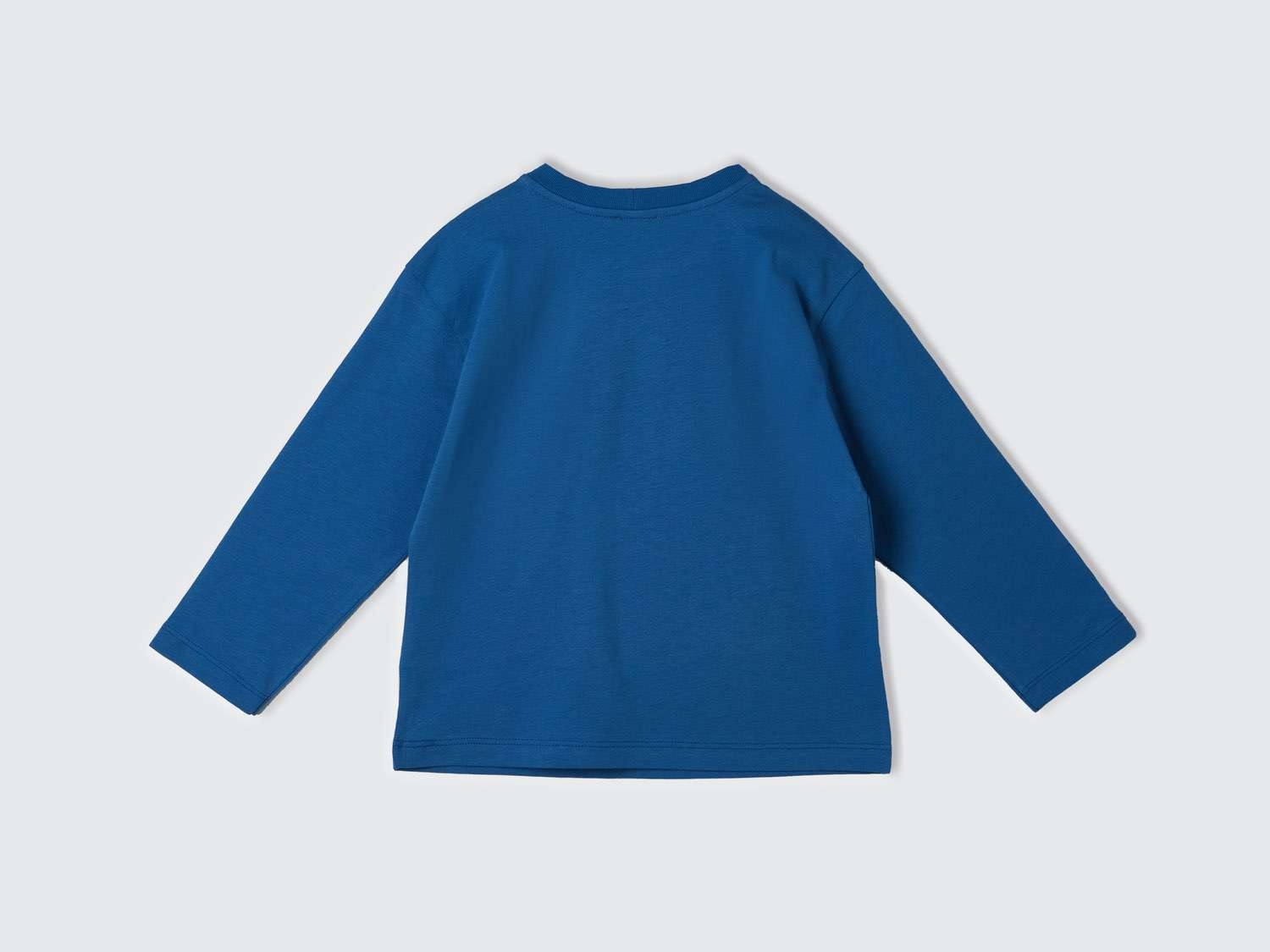 Benetton Erkek Çocuk Saks Mavi Önü Desenli T-Shirt