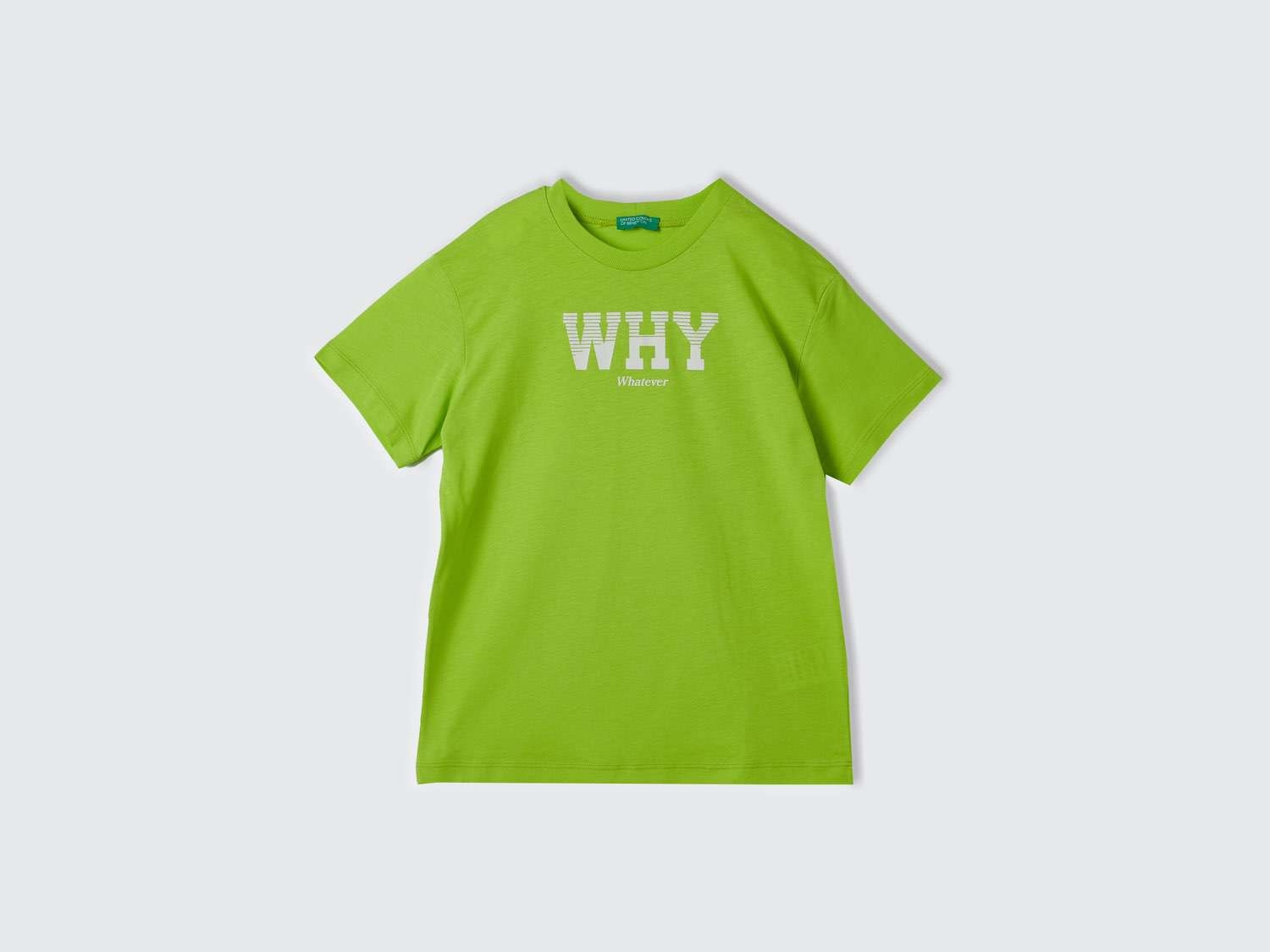 Benetton Erkek Çocuk Neon Yeşil Önü Baskılı Bisiklet Yaka Regular T-Shirt
