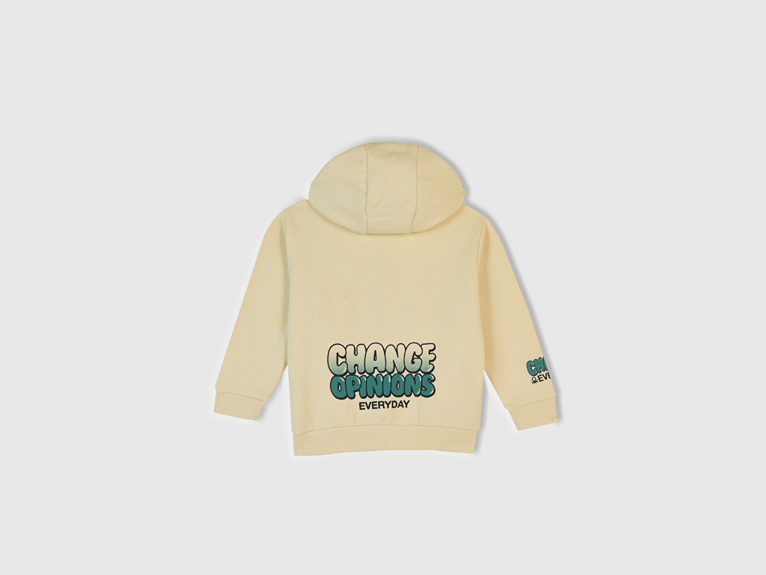 Benetton Erkek Bebek Krem Baskılı Fermuarlı Kapüşonlu Relaxed Fit Sweatshirt