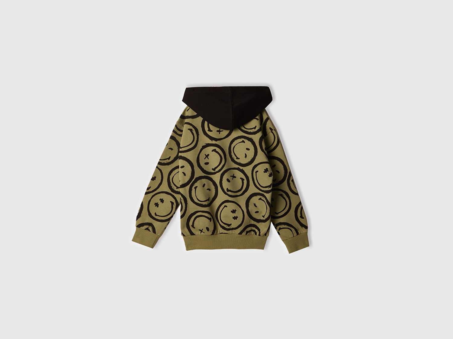 Benetton Erkek Çocuk Haki Tamamı Baskılı Kapüşonlu  Sweatshirt