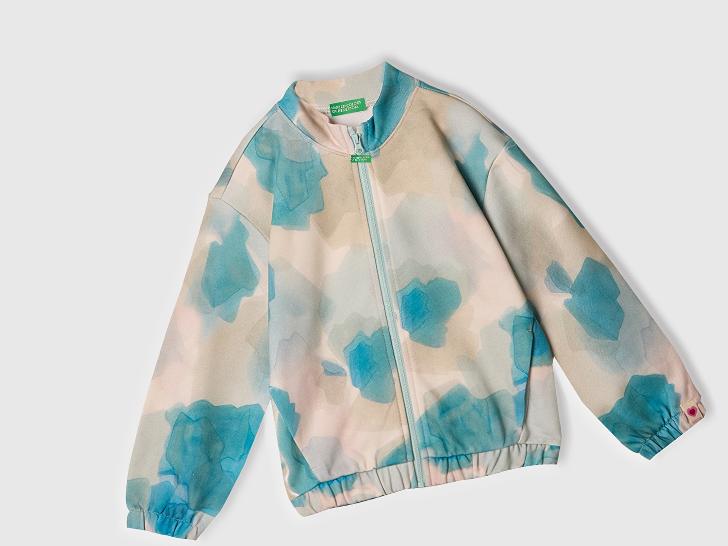 Benetton Kız Bebek Mavi Mix Tamamı Desenli Logo Etiketli Hafif Oversize Sweatshirt