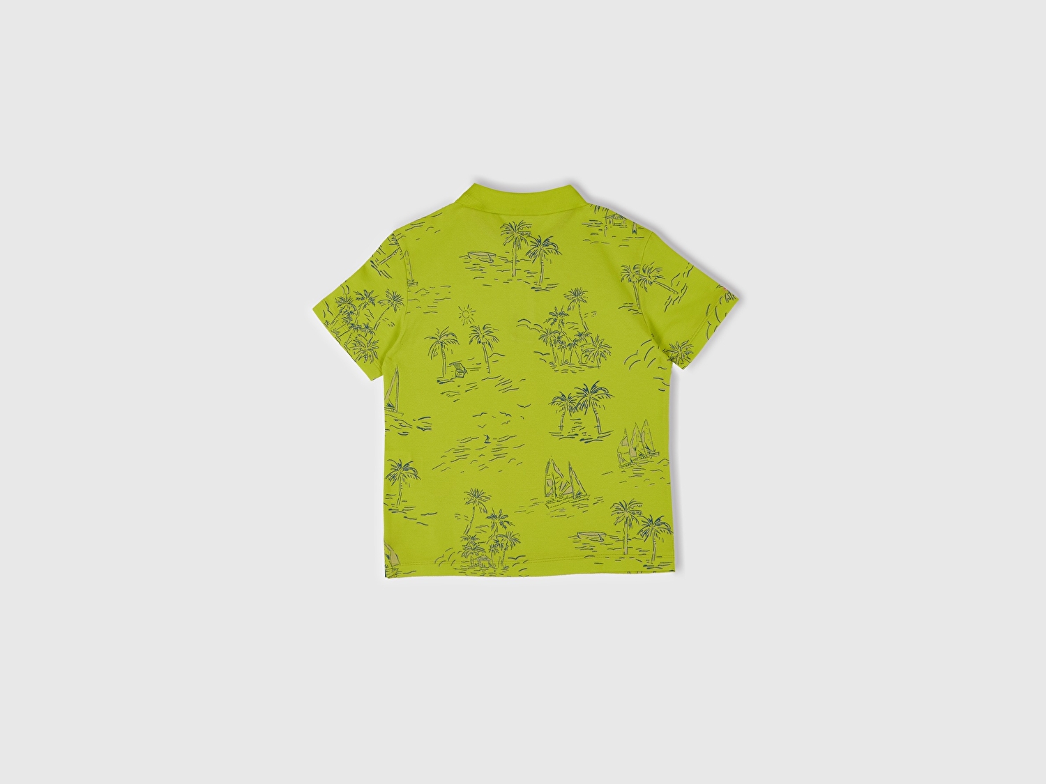 Benetton Erkek Çocuk Sarı Desenli Logo Etiketli Polo T-Shirt