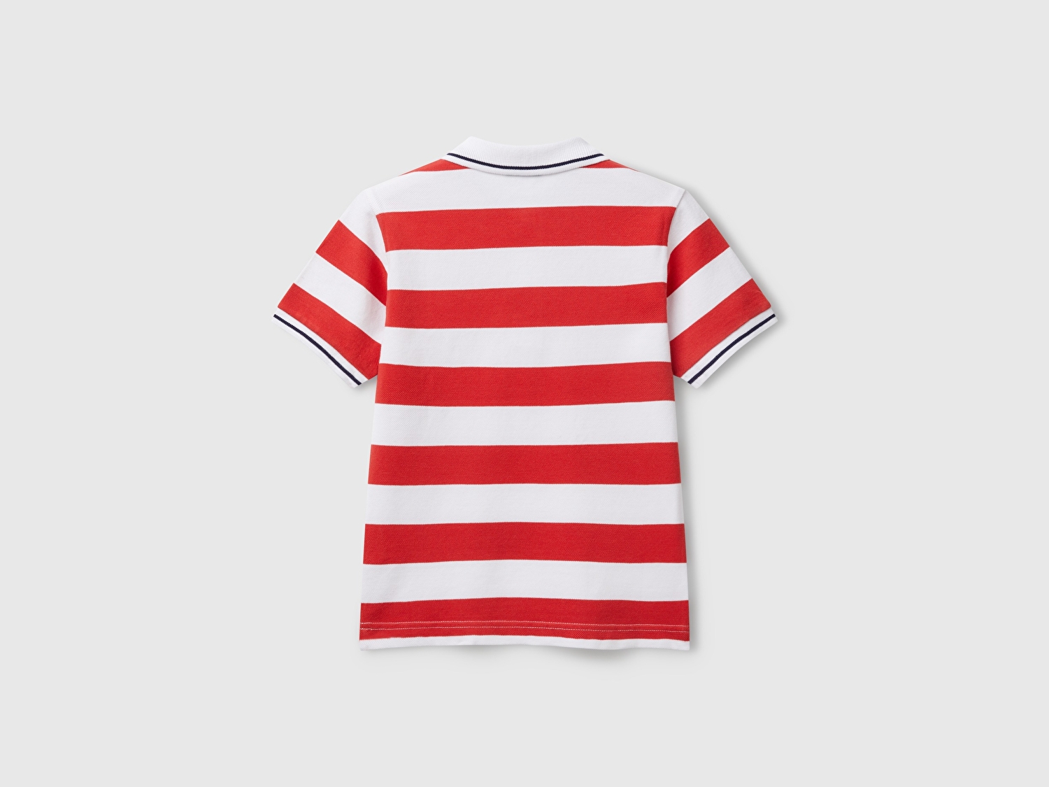 Benetton Erkek Çocuk Kırmızı Mix Çizgili Logo İşlemeli Polo T-Shirt
