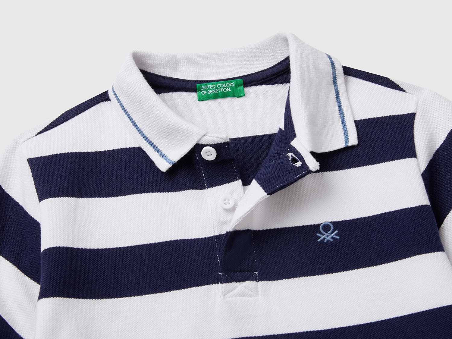 Benetton Erkek Çocuk Lacivert Mix Çizgili Logo İşlemeli Polo T-Shirt
