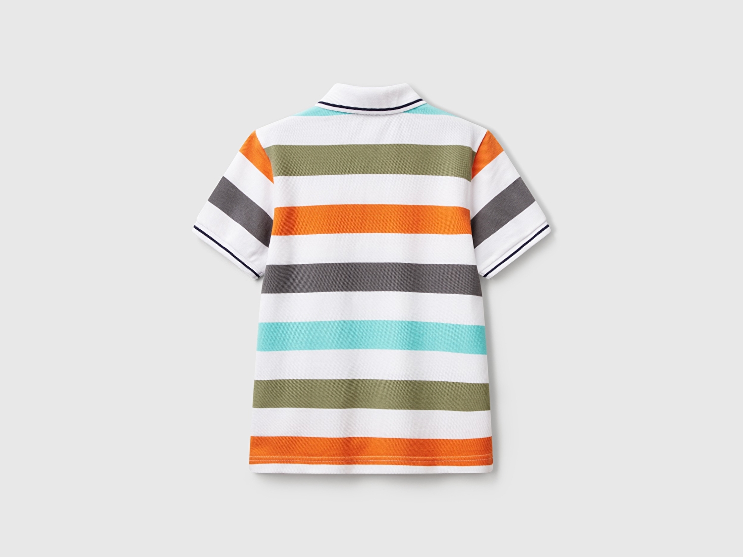 Benetton Erkek Çocuk Turuncu Mix Çizgili Logo İşlemeli Polo T-Shirt
