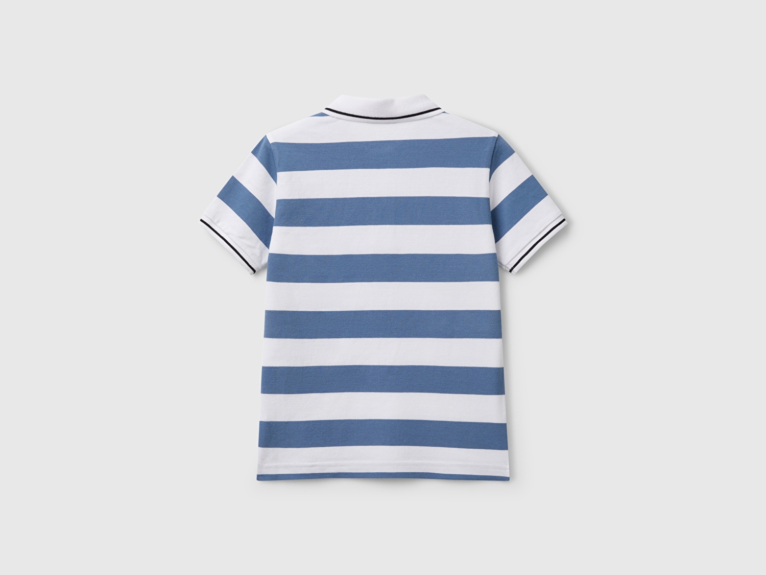 Benetton Erkek Çocuk Mavi Mix Çizgili Logo İşlemeli Polo T-Shirt