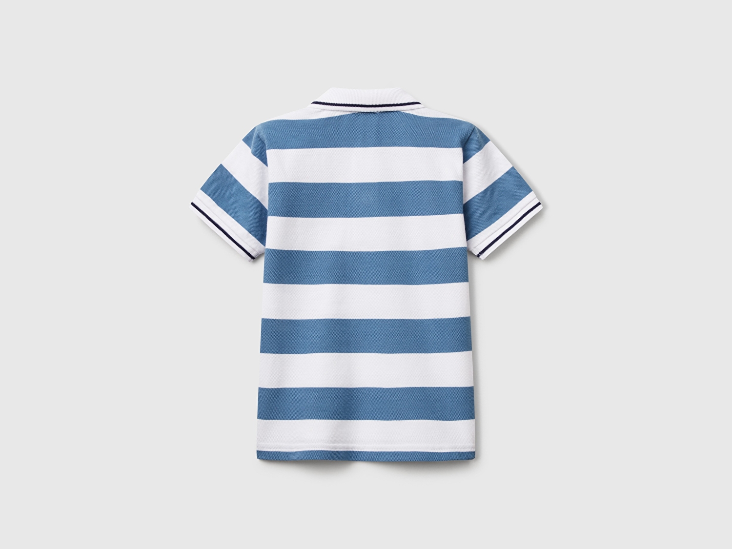 Benetton Erkek Bebek Mavi Mix Çizgili Logo İşlemeli Polo T-Shirt