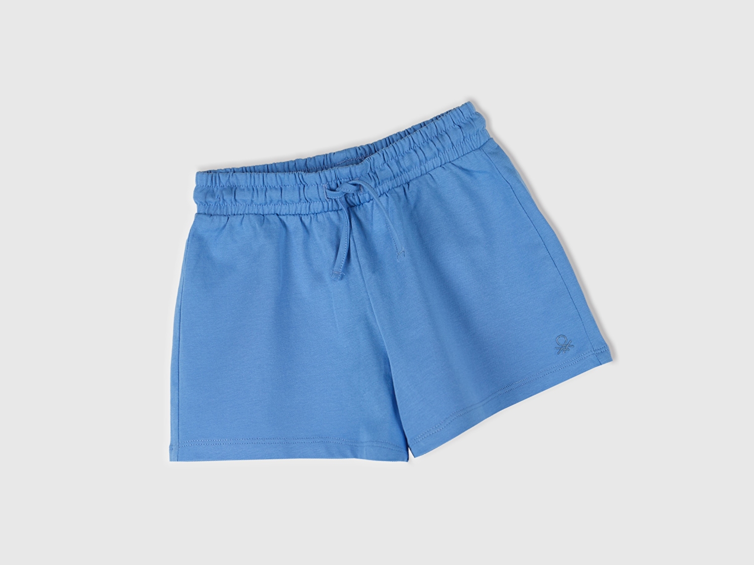 Benetton Kız Bebek Mavi Logo İşlemeli Beli İpli Şort