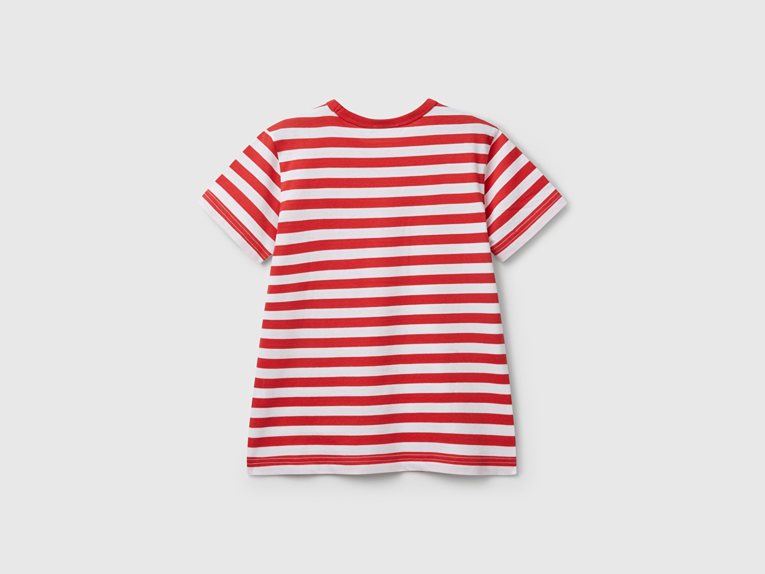 Benetton Erkek Çocuk Kırmızı Çizgili Önü Logo İşlemeli T-Shirt