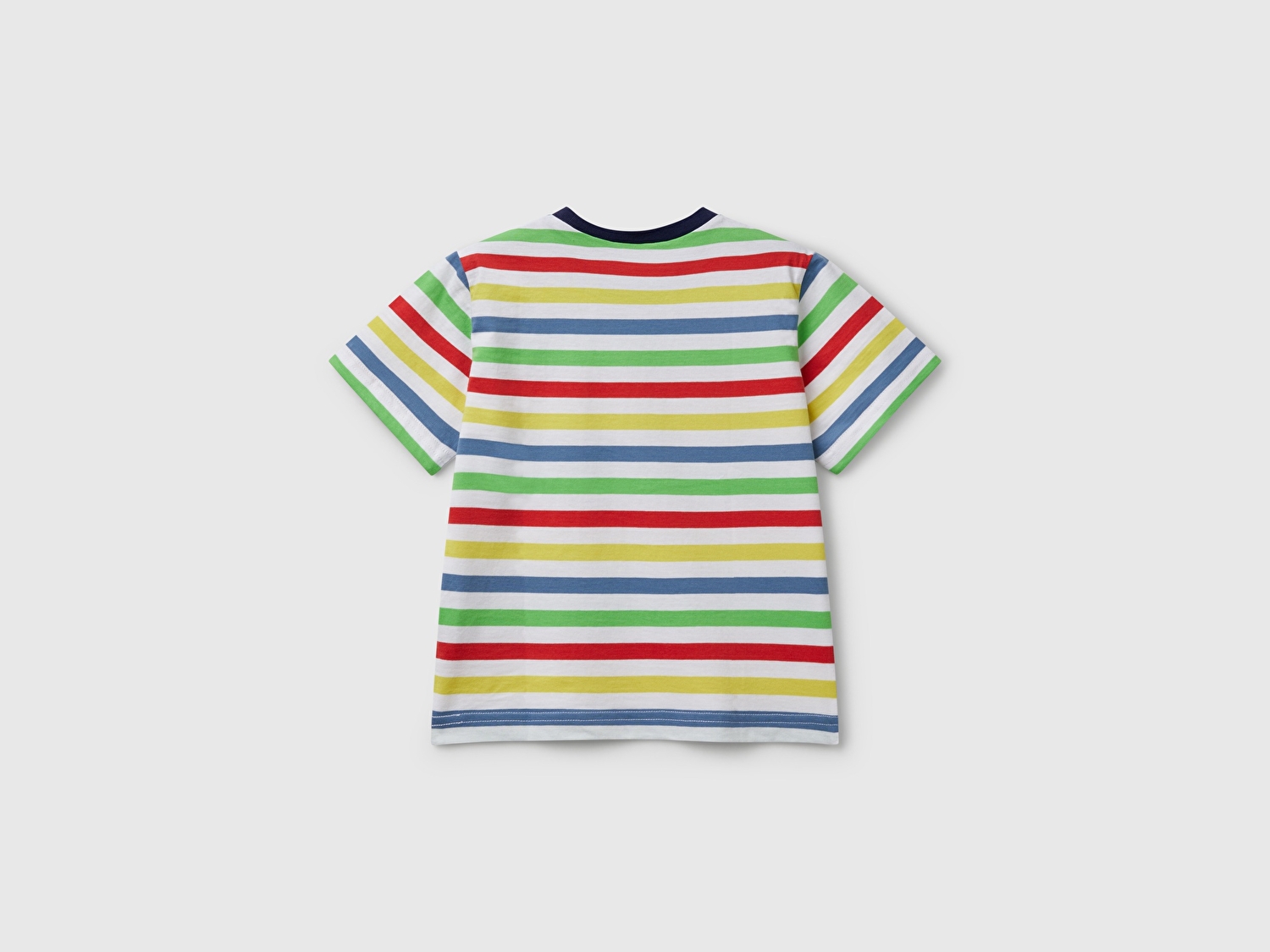 Benetton Erkek Bebek Renkli Mix Çizgili Önü Logo İşlemeli T-Shirt