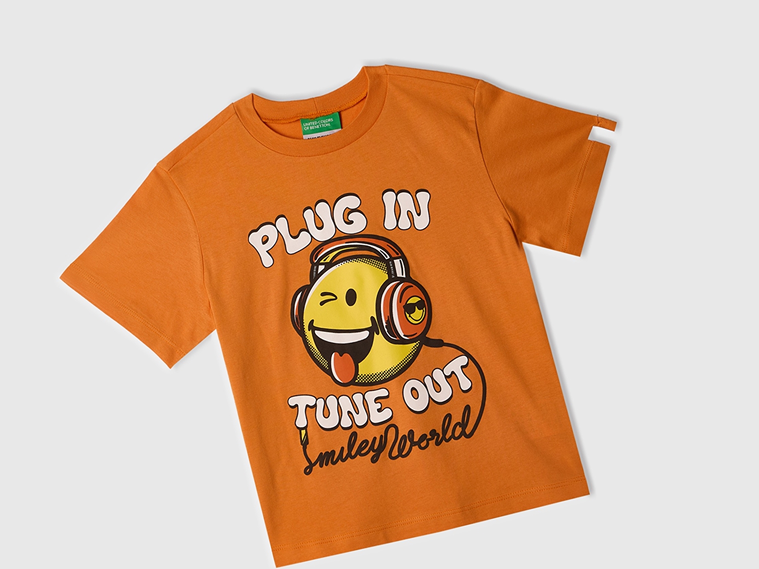 Benetton Erkek Bebek Turuncu Smiley World Baskılı Logo Etiketli T-Shirt