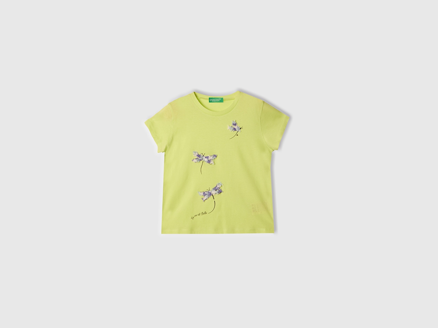 Benetton Kız Bebek Sarı Nakışlı ve Baskılı T-Shirt