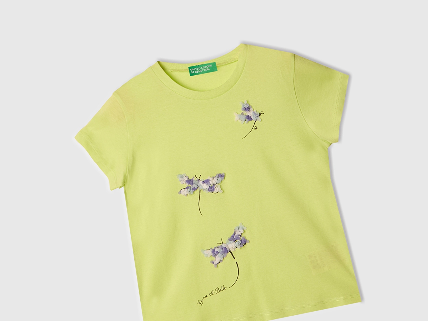 Benetton Kız Bebek Sarı Nakışlı ve Baskılı T-Shirt